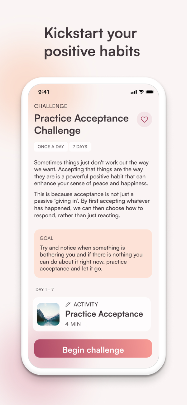 Challenges: short daily activities that build positive habits